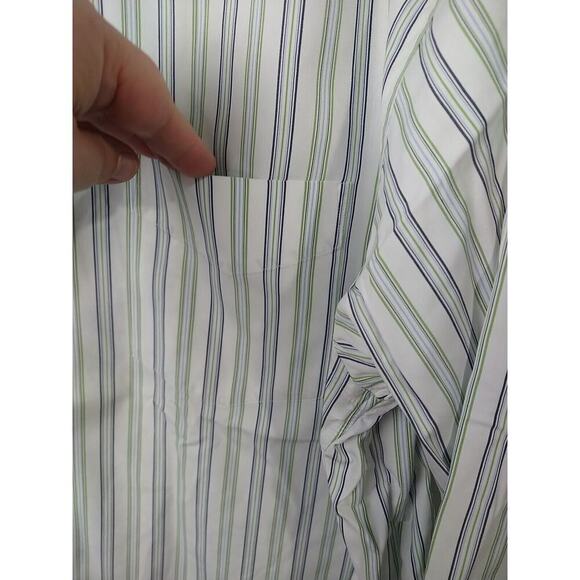 J. Crew Men's XL 17/17.5 shirt Green Label Collared Button Striped Long Sleeve - Picture 4 of 8
